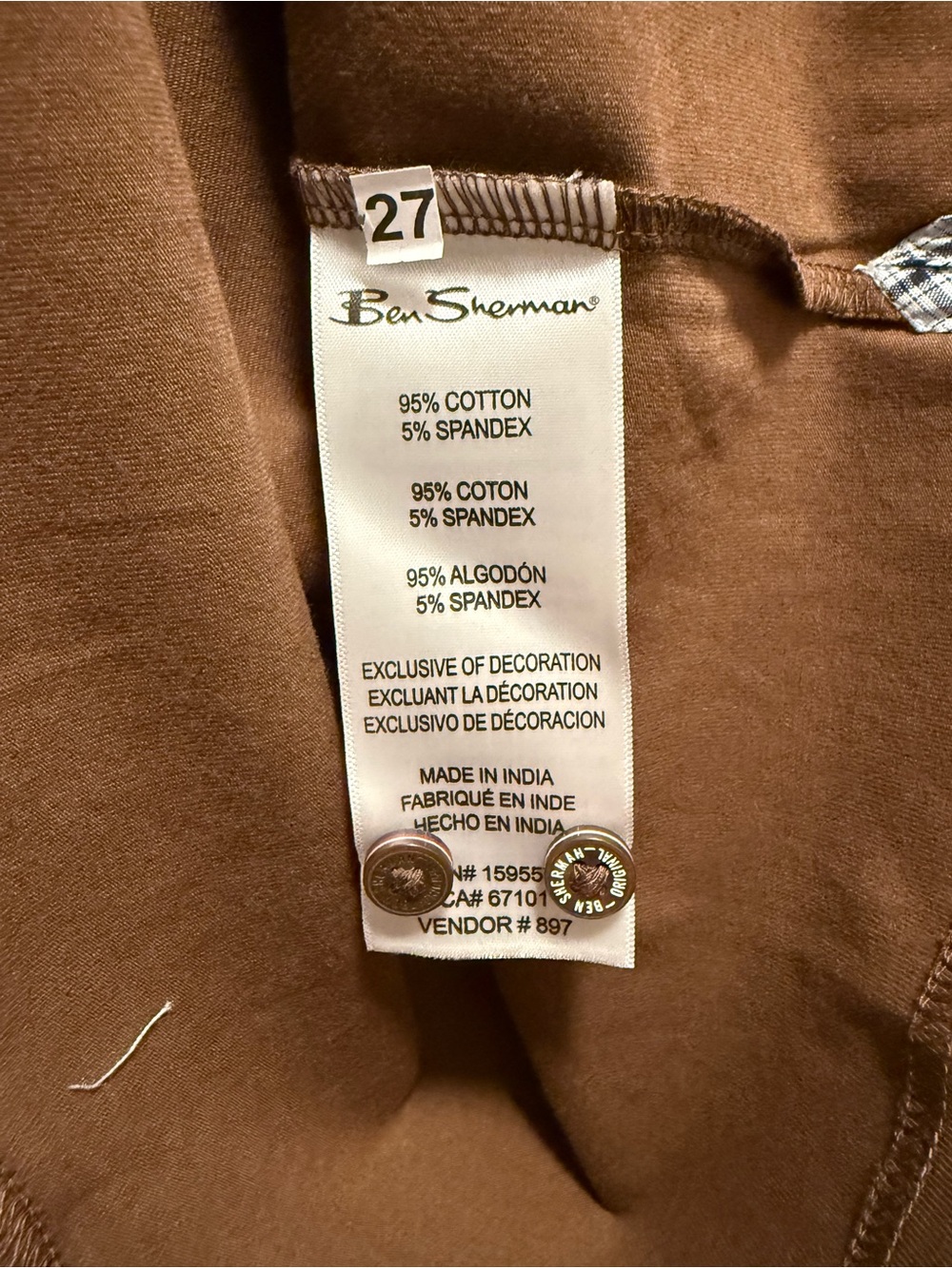 Ben Sherman The Original Men's Polo Shirt - Brown Classic Fit Short-Sleeve Polo - Picture 6 of 7